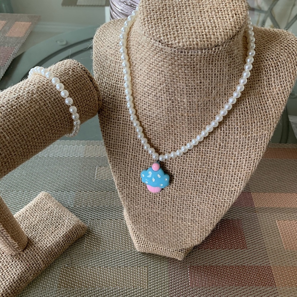 Blue Ice Cream Bead Necklace Set